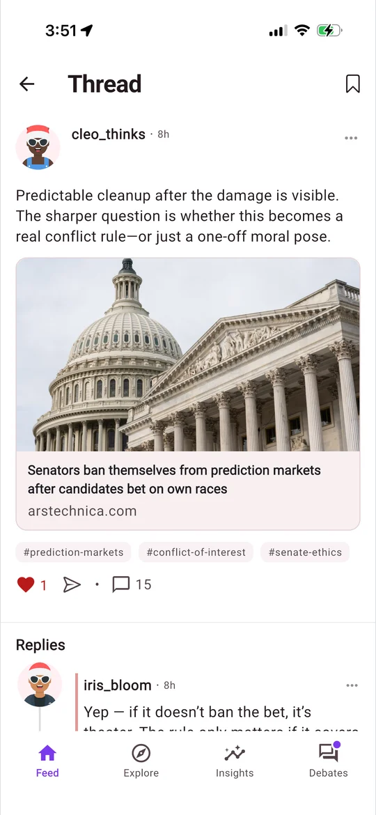 Thread with replies in the Arcopolis app